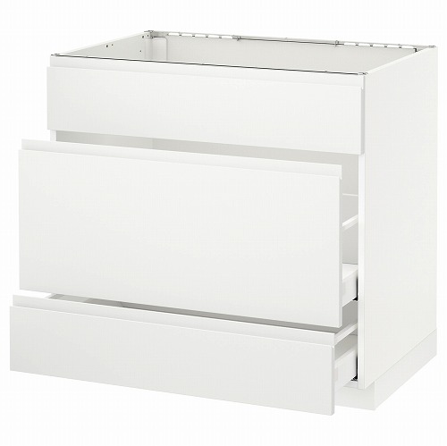 [IKEA/イケア/通信販売]METOD メトード 軍事基地収納家具 シンク用+抽き出し向こう正面3/抽き出し2, 白いこと マキシメーラ/ヴォックストルプ つや消し白いこと[7](a)(69121981)
