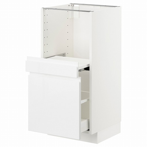 [IKEA/イケア/通販]METOD メトード ベースキャビネット 引き出し式シェルフ/引き出し付き, ホワイト マキシメーラ/ヴォックストルプ ハイグロス/ホワイト【北欧・ラック】[5](a)(69274974)｜WEBYセレクション　店
