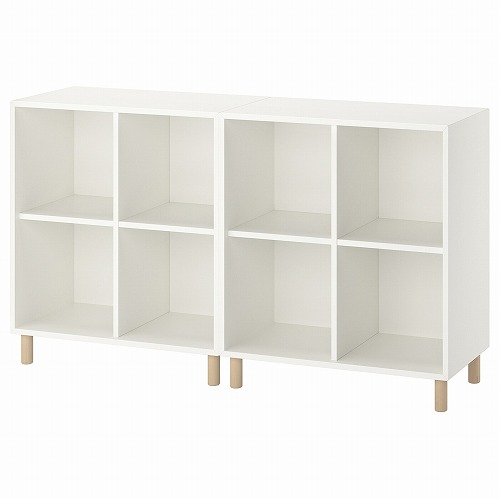 IKEA EKET エーケト 木製 キャビネット ホワイト グレー EKET エーケト キャビネットコンビネーション 脚付き, ホワイト