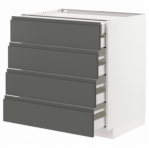 [IKEA/イケア/通販]METOD メトード / MAXIMERA マキシメーラ ベースキャビネット 引き出し前部4/引き出し低2/引き出し中3, ホワイト/ヴォックストルプ ダークグレー[11](a)(69309935)