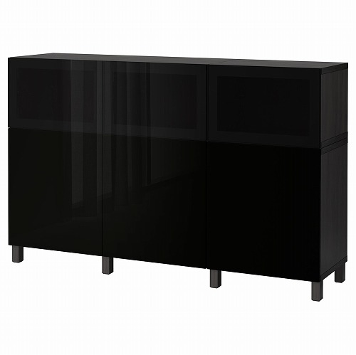 [IKEA/イケア/通信販売]BESTA ベストー 納めるズボン下 扉付, 黒いこと赤銅色 セルスヴィーケン/グラスヴィーク ご機嫌グロス/ブラックスモークガラス[29](a)(89208186)