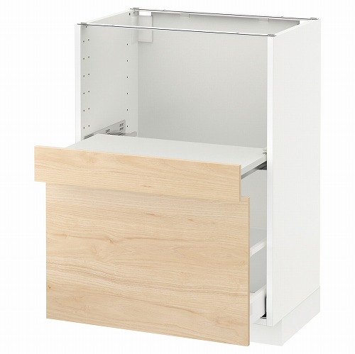 [IKEA/イケア/通販]METOD メトード ベースキャビネット 引き出し式シェルフ/引き出し付き, ホワイト マキシメーラ/アスケルスンド ライトアッシュ調【北欧・ラック】[5](a)(79216790)｜WEBYセレクション　店 29,627円