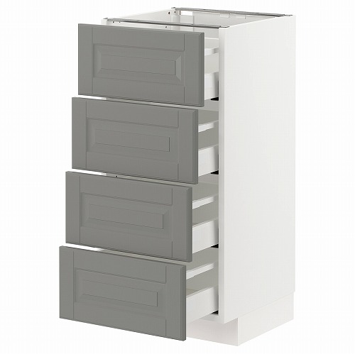 [IKEA/イケア/通販]METOD メトード ベースキャビネット 引き出し4段付, ホワイト マキシメーラ/ボードビーン グレー[9](a)(79306130)