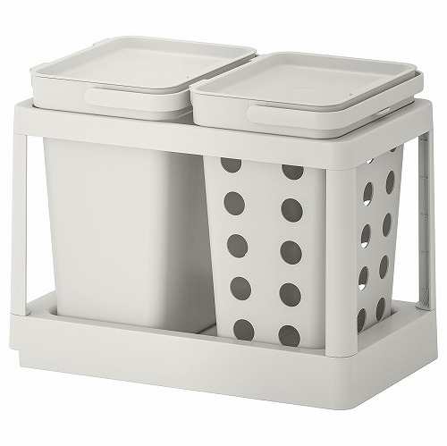 [IKEA/イケア/通販]HALLBAR ホルバル ゴミ分別ソリューション, 引き出し式 通気孔付き/ライトグレー[5](c)(79308817)