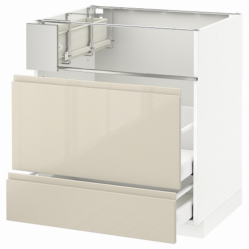 [IKEA/イケア/通信販売]METOD メトード / MAXIMERA マキシメーラ 軍事基地収納家具 コンロ/フィッシュグリル/抽き出し2用, 白いこと/ヴォックストルプ ハイグロスライトベージュ[7](a)(99160872)