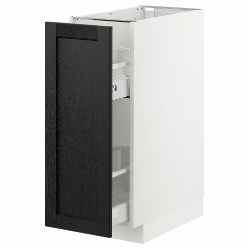 [IKEA/イケア/通販]METOD メトード ベースキャビネット/引き出し式収納アクセサリー, ホワイト/レルヒッタン ブラックステイン[3](a)(89338357)