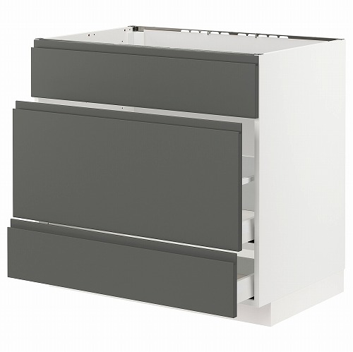 [IKEA/イケア/通信販売]METOD メトード / MAXIMERA マキシメーラ 軍事基地収納家具 シンク用+抽き出し向こう正面3/抽き出し2, 白いこと/ヴォックストルプ うす暗い薄墨色[7](a)(89310631)