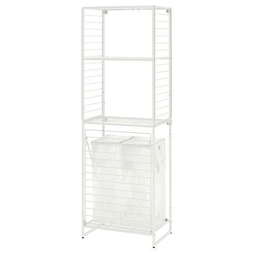 [IKEA/イケア/通販]JOSTEIN ヨースタイン シェルフユニット バッグ/サイドネット付き, 室内/屋外用 ワイヤー/透明 ホワイト【北欧・ラック】[9](a)(29437275)
