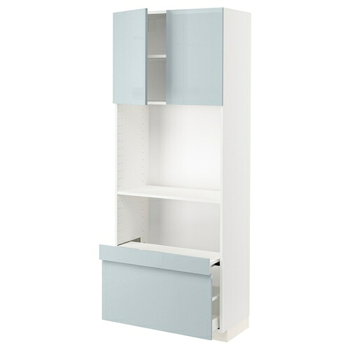 [IKEA/イケア/通信販売]METOD メトード / MAXIMERA マキシメーラ 御機嫌押し入れ 抽き出し式シェルフ/抽き出し/扉2枚付き添い人, 白いこと/カッラルプ ライトグレーブルー【北欧・仕合わせ】[10](a)(59479278)