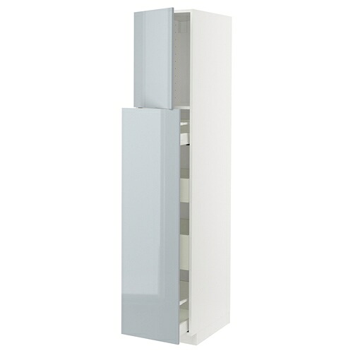 [IKEA/イケア/通信販売]METOD メトード / MAXIMERA マキシメーラ ご機嫌押し入れ 抽き出し式/扉1枚/抽き出し4個付き添い人, 白いこと/カッラルプ ライトグレーブルー[11](a)(69500260)
