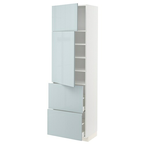 [IKEA/イケア/通信販売]METOD メトード / MAXIMERA マキシメーラ 御機嫌押し込み 扉2枚+抽き出し2段付き添い人, 白いこと/カッラルプ ライトグレーブルー[11](a)(69479367)