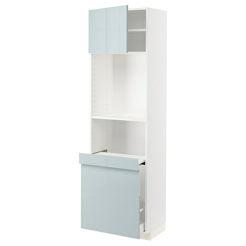 [IKEA/イケア/通販]METOD メトード / MAXIMERA マキシメーラ ハイキャビネット 引き出し式収納/扉1枚付き, ホワイト/カッラルプ ライトグレーブルー[9](a)(79481874)