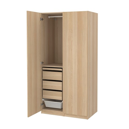 [IKEA/イケア/通信販売]PAX パックス / FORSAND フォルサンド ワードローブコンビネーション, ホワイトステインオーク調[20](a)(09420445)
