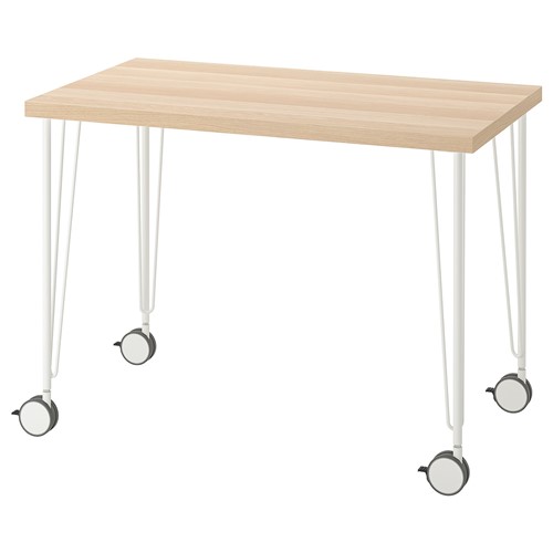 [IKEA/イケア/通信販売]LINNMON リンモン / KRILLE クリレ 事務机, ホワイトステインオーク調/白いこと[5](c)(79416360)