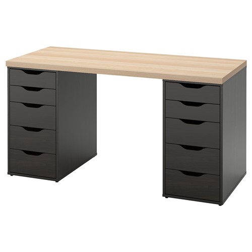 [IKEA/イケア/通販]LAGKAPTEN ラグカプテン / ALEX アレクス デスク, ホワイトステインオーク調/ブラックブラウン[3](d)(59432035)