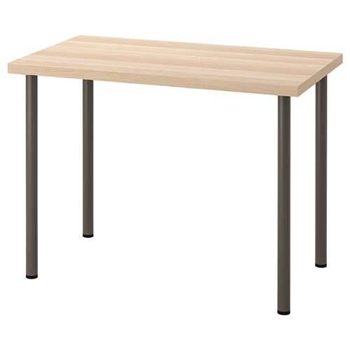 [IKEA/イケア/通信販売]LINNMON リンモン / ADILS オディリス 事務机, ホワイトステインオーク調/うす暗い薄墨色[5](c)(59416342)