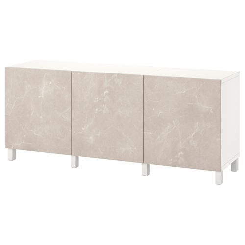 [IKEA/イケア/通販]BESTA ベストー 収納コンビネーション 扉付, ホワイト ベリスヴィ/ストゥッバ/ベージュ 大理石調[18](a)(19435432)