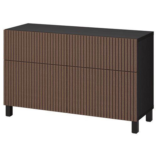 [IKEA/イケア/通販]BESTA ベストー 収納コンビネーション 扉/引き出し付き, ブラックブラウン ビョルケヴィ/ストゥッバ/ブラウン ステインオーク材突き板[16](a)(29435380)｜WEBYセレクション　店