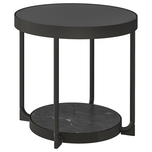 [IKEA/イケア/通信販売]FROTORP フロートルプ サイドテーブル, 濃灰色 マーブル調/黒いこと 硝子[D](c)(10497580)