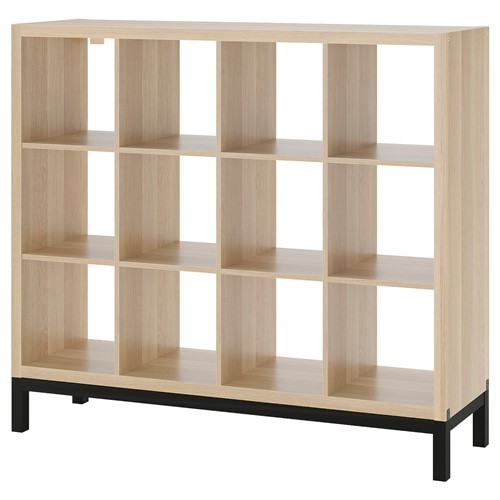 [IKEA/イケア/通販]KALLAX カラックス シェルフユニット 下部フレーム付き, ホワイトステインオーク調/ブラック【北欧・キャビネット・ディスプレイラック・オープンシェルフ】[3](d)(69475821)