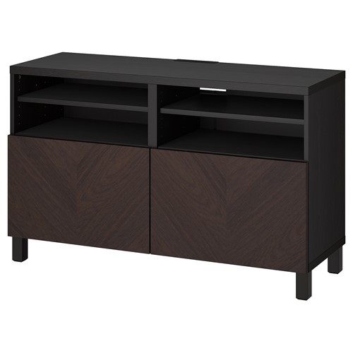 [IKEA/イケア/通販]BESTA ベストー テレビ台 扉付き, ブラックブラウン ヘデヴィーケン/ストゥッバルプ/ダークブラウン ステインオーク材突き板[12](a)(09432556) 40,847円