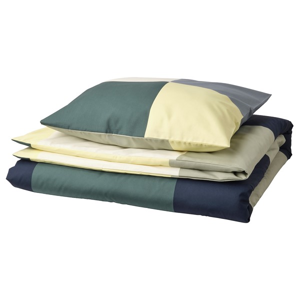 【新品】 IKEA RAGBLOMMA 枕・掛け布団カバー IKEA RÅGBLOMMA 掛け布団カバー 150x200 青と緑チェック柄