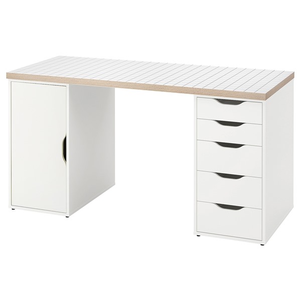 IKEA　ALEXアレクス ALEX アレクス デスク, ホワイトステイン/オーク調, 100x48 cm - IKEA