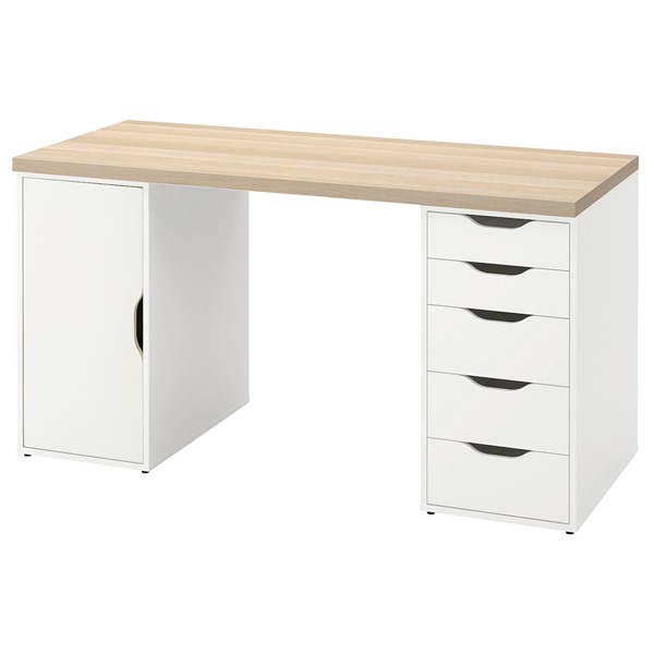 [IKEA/イケア/通信販売]LAGKAPTEN ラグカプテン / ALEX アレクス 学習机, ホワイトステイン/オーク材調 白いこと[3](d)(99521647)