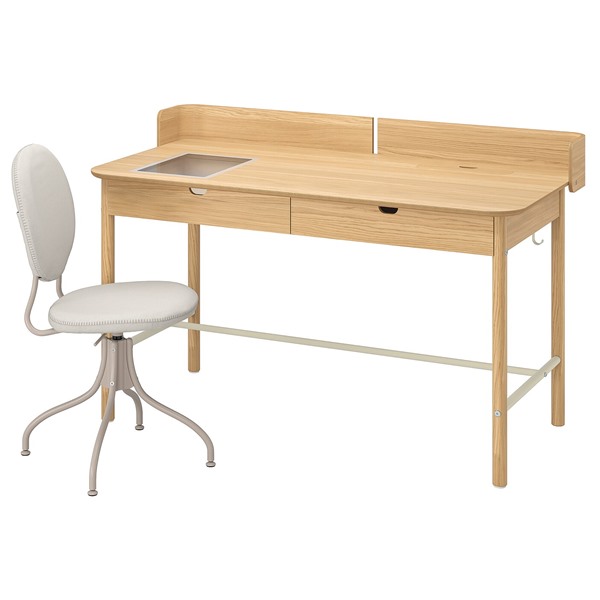 [IKEA/イケア/通信販売]RIDSPO ロバート・エドワード・リードスポ / BJORKBERGET ビョルクベルゲット 学習机\u0026女性議長, オーク材 ベージュ[3](a)(39502816)