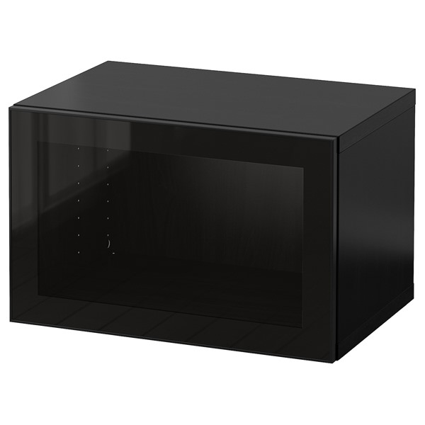 [IKEA/イケア/通販]BESTA ベストー 壁取り付け式キャビネットコンビネーション, ブラックブラウン/グラスヴィーク ブラック[4](a)(39441615)｜WEBYセレクション　店