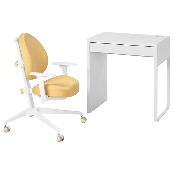 [IKEA/イケア/通販]MICKE ミッケ / GUNRIK グンリーク デスク&チェア, ホワイト/イエロー[FE](d)(59506597)｜WEBYセレクション　店