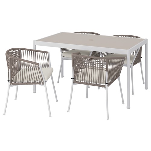 [IKEA/イケア/通信販売]SEGERON セーゲローン 速見表＆アームレスト付き添い人女性議長 4脚, 室外用 白いこと/ベージュ/フローソーン/デューヴホルメン ベージュ[14](a)(19500837)