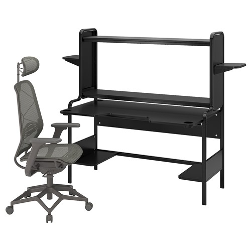 [IKEA/イケア/通販]FREDDE フレッデ / STYRSPEL スティルスペル ゲーミングデスク＆チェア, ブラック/グレー[3](a)(49491332)
