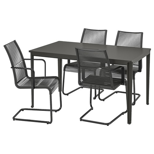 [IKEA/イケア/通信販売]TEGELON テーゲローン / VASMAN ヴェスマン 速見表+女性議長 アームレスト付き添い人4脚、室外用, 暗然たる薄墨色/黒いこと/黒いこと[5](a)(39437133)
