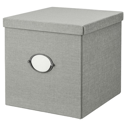 [IKEA/イケア/通販]KVARNVIK クヴァルンヴィーク 収納ボックス ふた付き, グレー[D](c)(90466952)