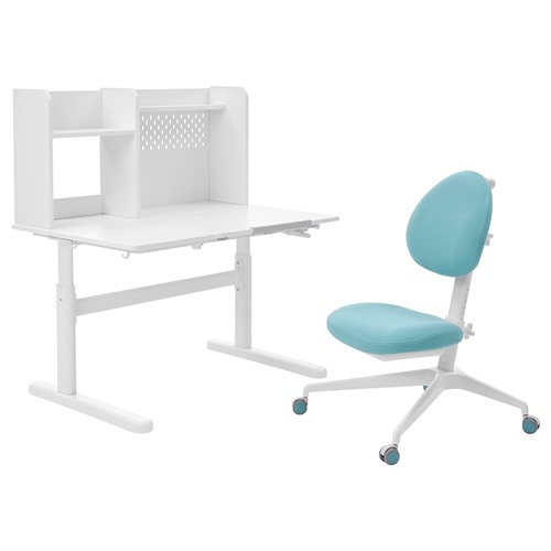 [IKEA/イケア/通信販売]BERGLARKA ベリレルカ / DAGNAR ダグナール 事務机＆女性議長, 白いこと/青緑色[3](a)(29488590)