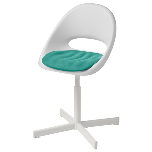 [IKEA/イケア/通販]LOBERGET ローベルゲット / SIBBEN スィッベン 子ども用デスクチェア パッド付き, ホワイト/ターコイズ[3](a)(59501118)