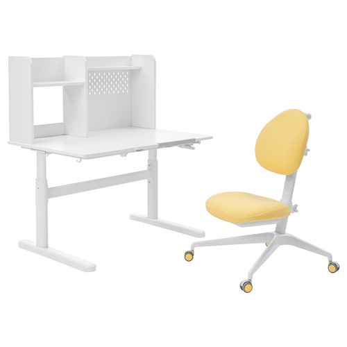 [IKEA/イケア/通信販売]BERGLARKA ベリレルカ / DAGNAR ダグナール 事務机＆女性議長, 白いこと/黄色[3](a)(09488591)