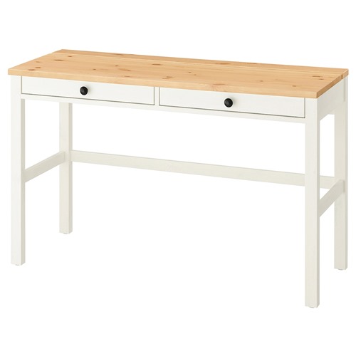 [IKEA/イケア/通販]HEMNES ヘムネス デスク 引き出し2個付き, ホワイトステイン/ライトブラウン[I](c)(00534955)｜WEBYセレクション　店