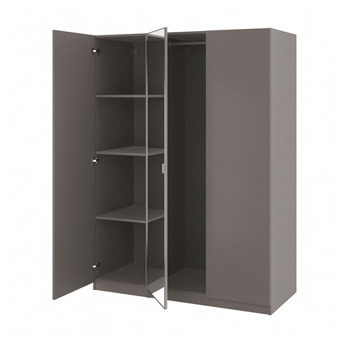 [IKEA/イケア/通信販売]PAX パックス / FORSAND/AHEIM フォルサンド/オーヘイム ワードローブコンビネーション, 暗然たる薄墨色/鏡鑑硝子[12](a)(59429820)