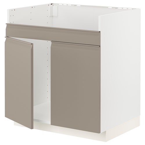[IKEA/イケア/通信販売]METOD メトード 軍事基地押し込み HAVSEN/ハーヴセン ダブルボウルシンク用, 白いこと/ウップローヴ マットダークベージュ[7](a)(19492093)