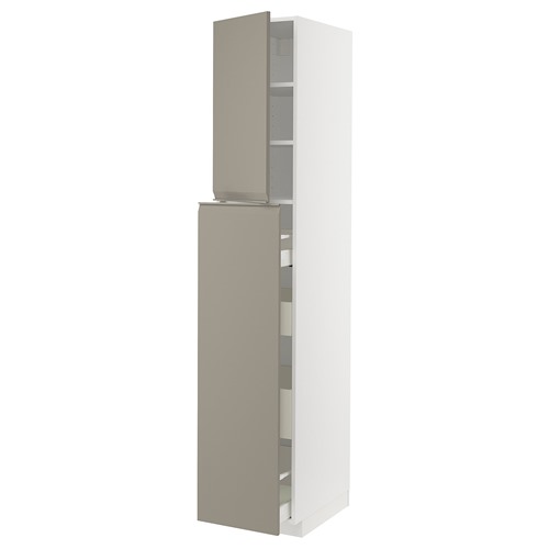 [IKEA/イケア/通信販売]METOD メトード / MAXIMERA マキシメーラ ご機嫌押し入れ 抽き出し式/抽き出し4個/扉1枚/棚板2枚, 白いこと/ウップローヴ マットダークベージュ[12](a)(59492208)