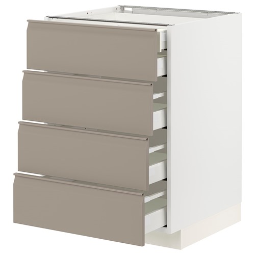 [IKEA/イケア/通販]METOD メトード / MAXIMERA マキシメーラ ベースキャビネット 引き出し前部4/引き出し低2/引き出し中3, ホワイト/ウップローヴ マットダークベージュ[11](a)(29492356)