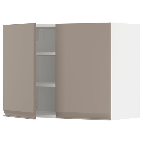 [IKEA/イケア/通販]METOD メトード ウォールキャビネット 棚板/扉2枚付き, ホワイト/ウップローヴ マットダークベージュ[6](a)(09492480)