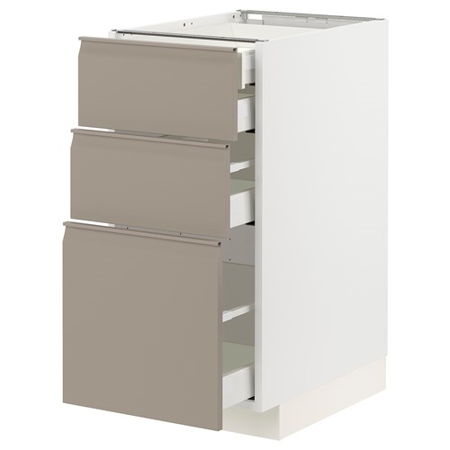 [IKEA/イケア/通販]METOD メトード / MAXIMERA マキシメーラ ベースキャビネット 引き出し前部3枚/引き出し4個付き, ホワイト/ウップローヴ マットダークベージュ[9](a)(79491514)