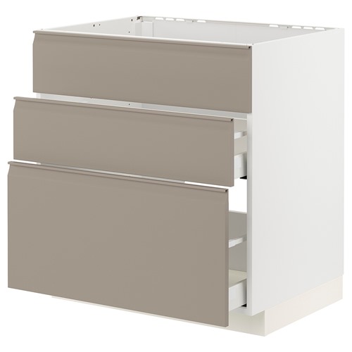 [IKEA/イケア/通信販売]METOD メトード / MAXIMERA マキシメーラ 軍事基地押し入れ シンク用+抽き出し向こう正面3枚/抽き出し2個, 白いこと/ウップローヴ マットダークベージュ[7](a)(89492018)