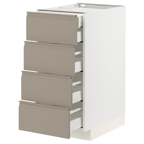 [IKEA/イケア/通販]METOD メトード / MAXIMERA マキシメーラ ベースキャビネット 引き出し前部4/引き出し低2/引き出し中3, ホワイト/ウップローヴ マットダークベージュ[11](a)(89492099)
