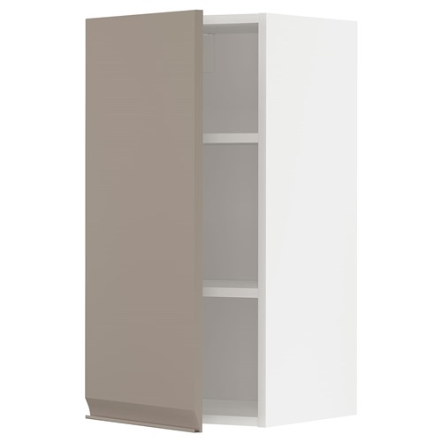 [IKEA/イケア/通販]METOD メトード ウォールキャビネット 棚板付き, ホワイト/ウップローヴ マットダークベージュ[4](a)(59492114)