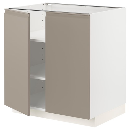 [IKEA/イケア/通信販売]METOD メトード 軍事基地押し込み 棚板/扉2枚付き添い人, 白いこと/ウップローヴ マットダークベージュ[6](a)(89492023)