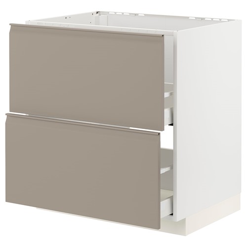 [IKEA/イケア/通信販売]METOD メトード / MAXIMERA マキシメーラ 軍事基地押し入れ シンク用+抽き出し向こう正面2枚/抽き出し2個, 白いこと/ウップローヴ マットダークベージュ[6](a)(79491972)